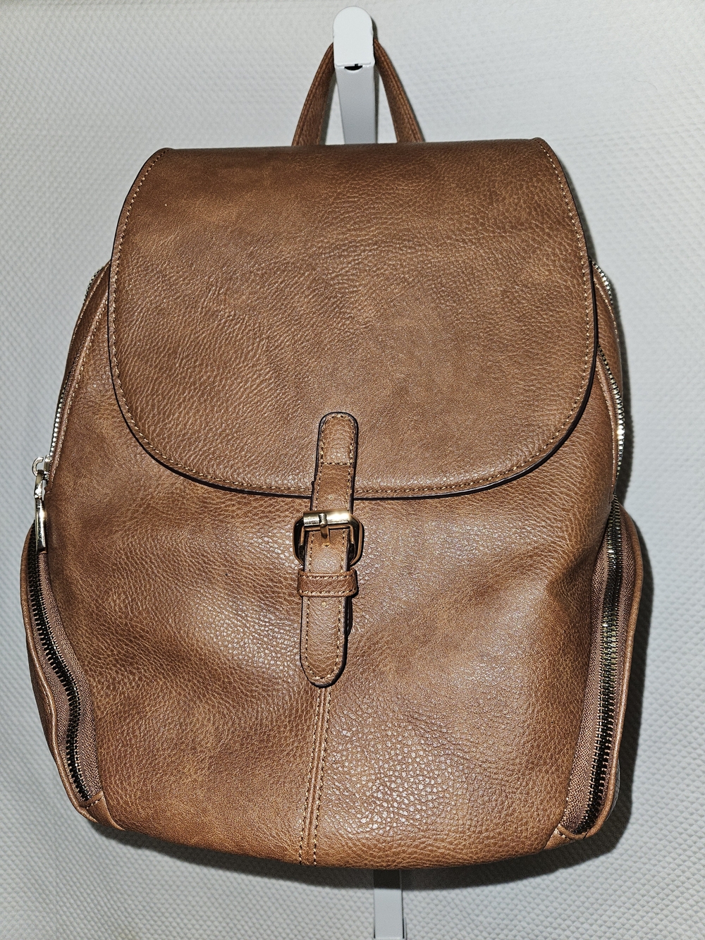 Gussaci Classic Brown Faux Leather Backpack - Women's Everyday Bag
